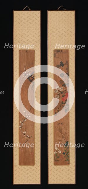 Flowers of Spring and Autumn, shortly after 1701. Creator: Ogata Korin.