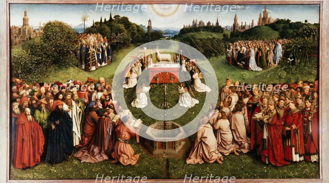 The Ghent Altarpiece. Adoration of the Mystic Lamb, 1432. Creator: Eyck, Jan van (1390-1441).
