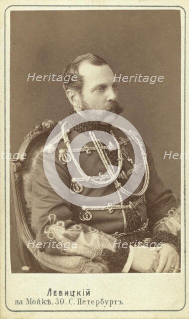 Alexander II, Emperor of Russia, half-length portrait, seated, facing right, between 1870 and 1886. Creator: Unknown.