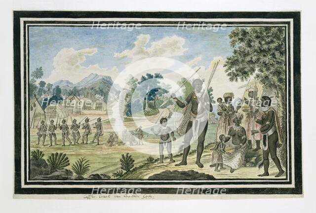 The kraal of 'Captain' Coba (or Kobé), a chief of the Gqunukhwebe, 1777. Creator: Robert Jacob Gordon.