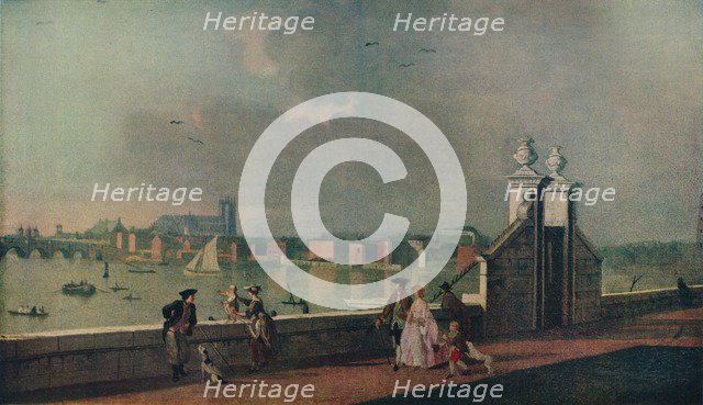 'View from the Terrace of Old Somerset House', c1770. Artist: Paul Sandby.