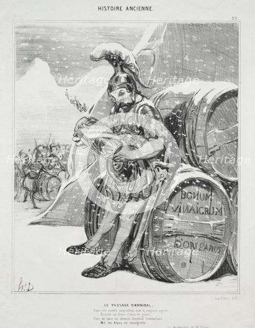 Ancient History, plate 28: The Passage of Hannibal, 6 October 1842. Creator: Honoré Daumier (French, 1808-1879); Aubert.