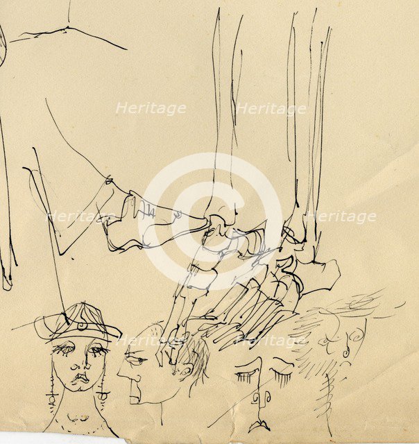 Faces, and bones of the foot, 1953. Creator: Shirley Markham.