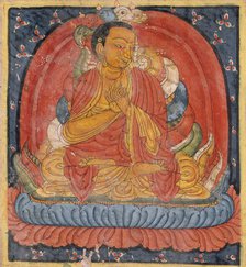 Nagarjuna (left), Buton Rinpoche (right), Folio from a Dharani..., Late 14th- early 15th century. Creator: Unknown.