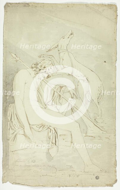 Ancient Bas-Relief of Sleeping Hunter and Dog, 1775. Creator: John Downman.