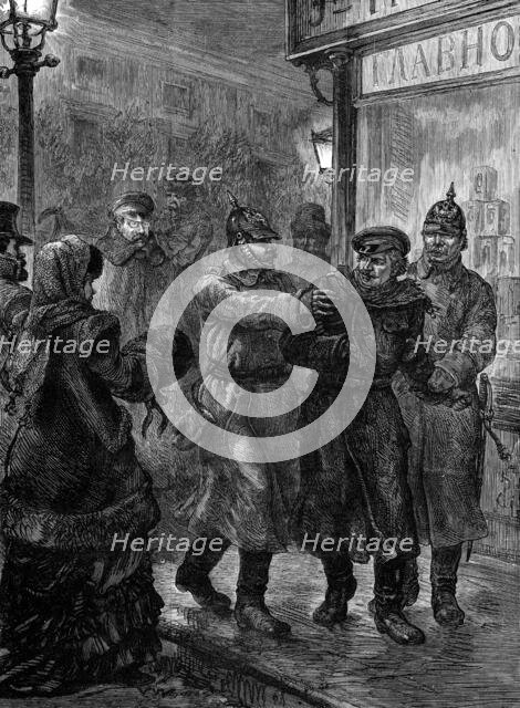 Arrest of a suspected nihilist at St. Petersburg, 1880. Creator: Unknown.