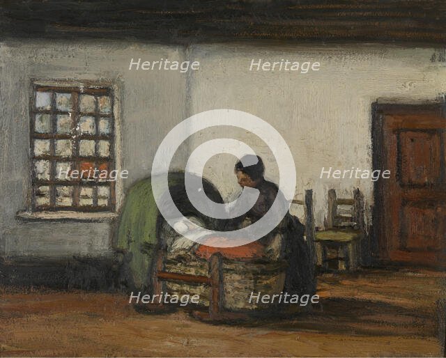 Interior with Cradle, c1900-1920. Creator: Jakob Smits.