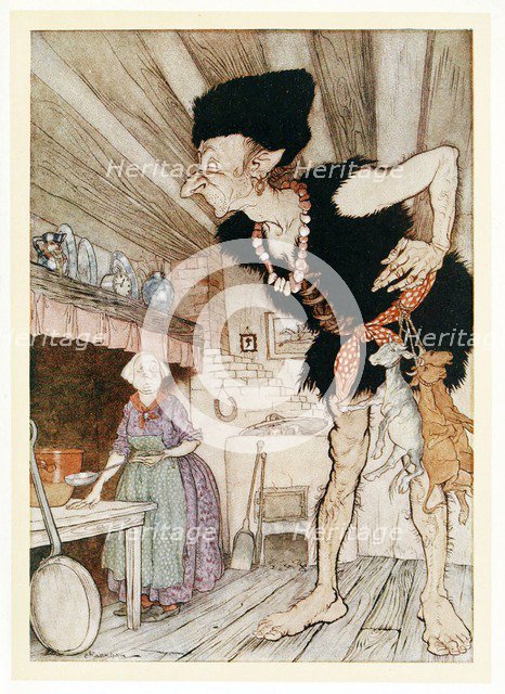 Fee-Fi-Fo-Fum, I smell the Blood of an Englishman, form English Fairy Tales, pub. 1922. Creator: Arthur Rackham (1867 - 1939).