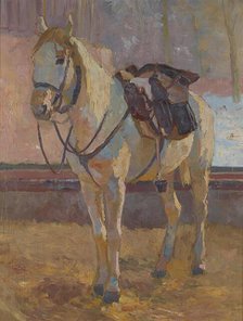 White horse under the saddle, 1897. Creator: Victor Eckhardt von Eckhardsburg.