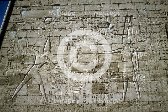 Relief of Rameses III smiting enemies, Mortuary Temple of Rameses III, Medinat Habu, c1200BC. Artist: Unknown