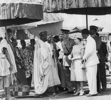 Queen Elizabeth II and Prince Philip meeting chiefs at the durbar at Tamale, Ghana, 1961. Artist: Unknown