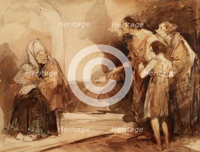 A Seated Woman with Figures in an Interior, c1850s. Creator: John Phillip.