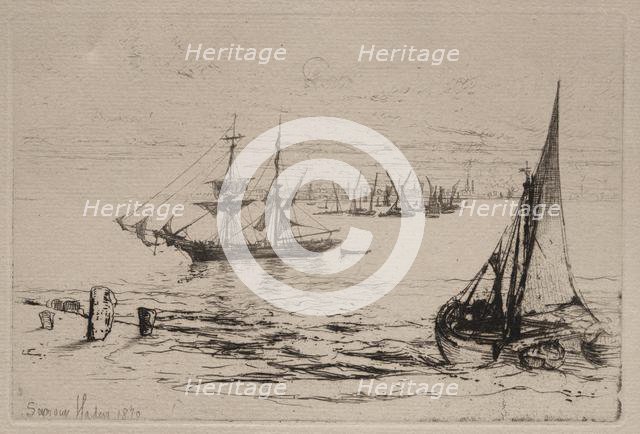 A Brig at Anchor, 1879. Creator: Francis Seymour Haden (British, 1818-1910).