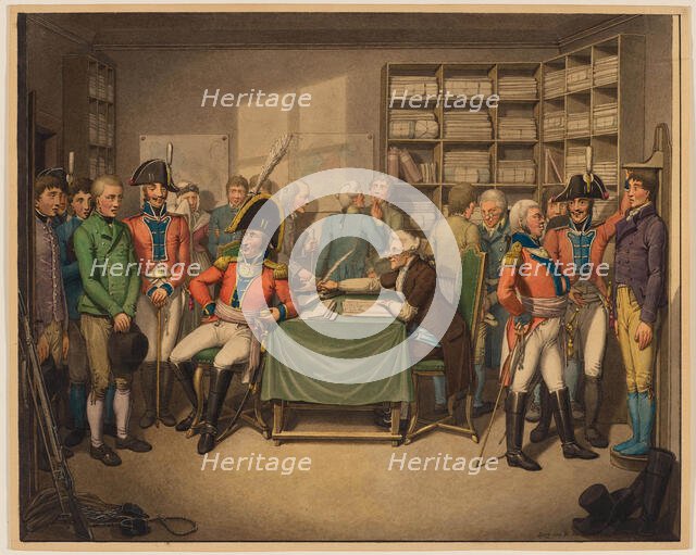 Mustering. Scenes of life during the Biedermeier period. Creator: Opiz, Georg Emanuel (1775-1841).