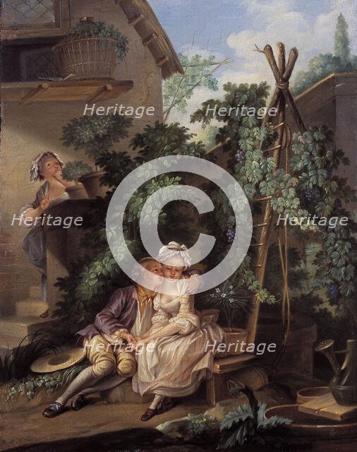 The gallant gardener, c1770. Creator: Ecole Francaise.