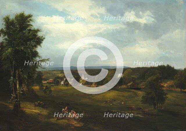 Village Scene near Albany, New York, 1850. Creator: James McDougal Hart.