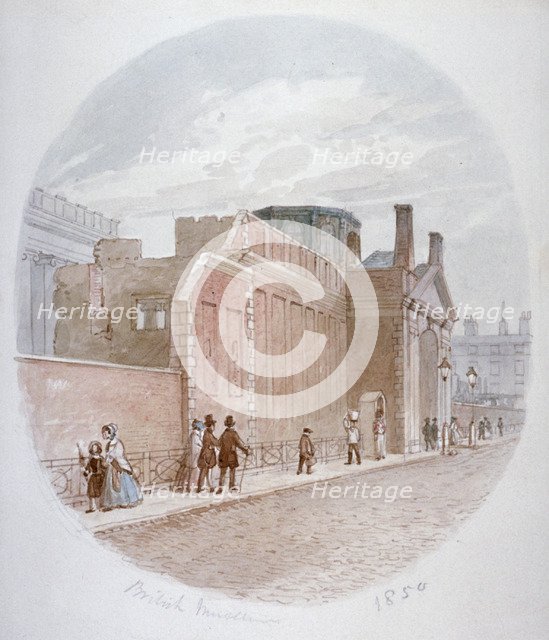 Part of a wall of the old British Museum, Bloomsbury, London, 1850. Artist: James Findlay