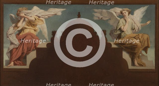 Esquisse pour l'église Saint-Etienne-du-Mont : Deux anges assis, 1874. Creator: Paul-Félix Guerie.