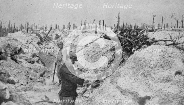 An abandoned German trench around Mesnil, Champagne, France, World War I, 1915. Artist: Unknown