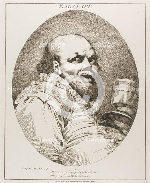 Falstaff, originally published March 15, 1776,  published 1809. Creator: John Hamilton Mortimer.