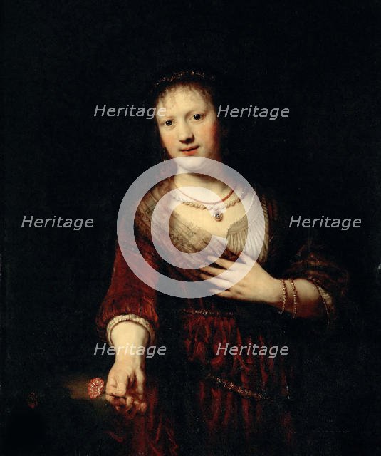 Saskia with the red flower, 1641. Creator: Rembrandt van Rhijn (1606-1669).