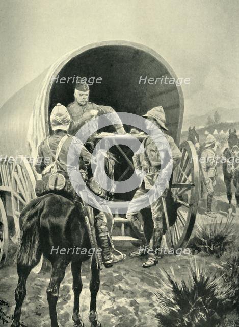 'Lord Roberts Writing Despatches in the Transport Waggon in Which He Slept', (1901). Creator: Unknown.