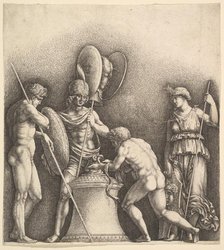 Four classical figures (pagan sacrifice), 1638. Creator: Wenceslaus Hollar.
