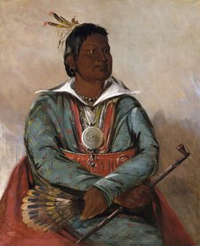 Mó-sho-la-túb-bee, He Who Puts Out and Kills, Chief of the Tribe, 1834. Creator: George Catlin.