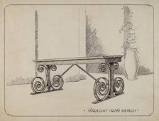 Wrought Iron Garden Bench, c. 1936. Creator: Al Curry.