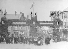 Celebrating the coronation of George V, Market Place, Sutton in Ashfield, Nottinghamshire, 1911. Artist: Unknown
