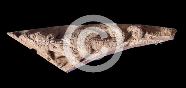 Figure of a dragon, Caen stone fragment, St Augutine's Abbey, Canterbury, Kent, c2010. Artist: Steve Cole.