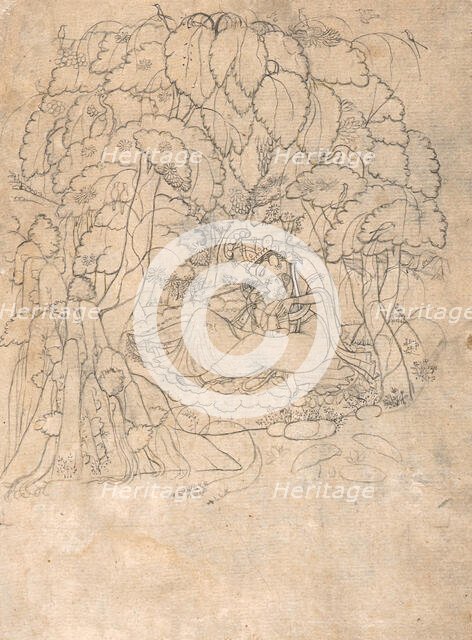 Krishna and Radha in a Grove (Recto), c1800. Creator: Unknown.