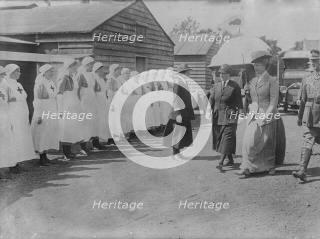 Queen Mary visits ambulance corps, 6 Jul 1917. Creator: Bain News Service.