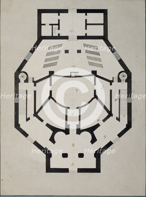 Upstairs Floor Plan. Artist: Quarenghi, Giacomo Antonio Domenico (1744-1817)