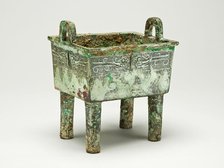 Rectangular Cauldron, Shang dynasty ( about 1600-1046 BC ), 12th/11th century. Creator: Unknown.