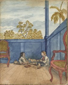Terrace with son Jantje and Bietja, an enslaved girl, 1784. Creator: Jan Brandes.