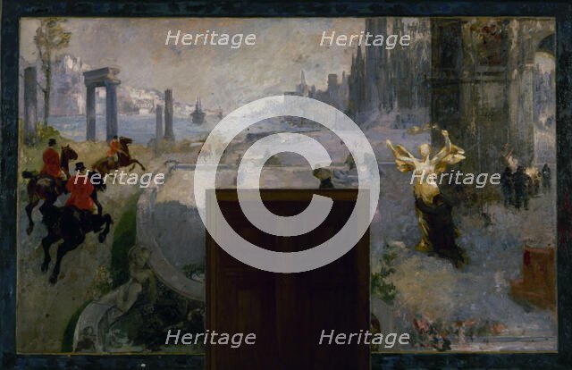 Esquisse pour l'Hôtel de Ville de Paris : Art, Mouvement, Travail, Lumières, between 1889 — 1905. Creator: Alfred Philippe Roll.