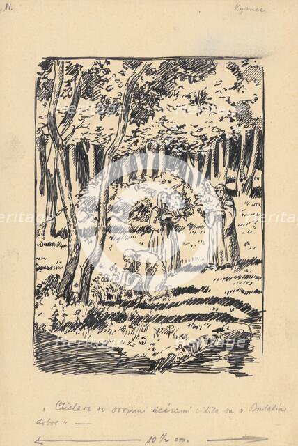 Ctislava and her daughters felt good in Budatin..., 1928. Creator: Andrej Kovacik.