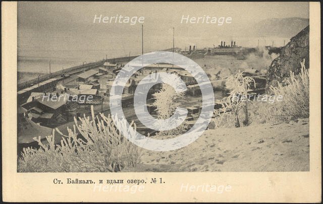 Baikal station and the lake in the distance, 1905. Creator: Unknown.