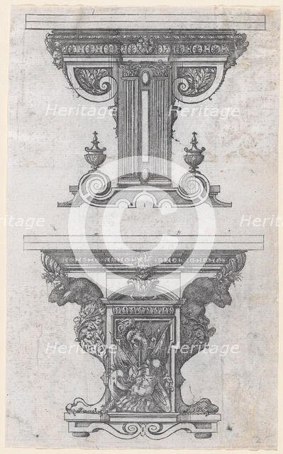 Two Table Designs, 1565-70. Creator: Jacques Androuet Du Cerceau.