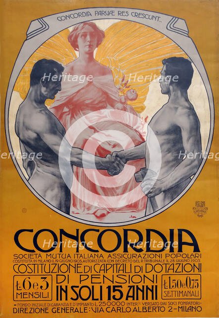 Concordia Assicurazioni, c1906. Creator: Metlicovitz, Leopoldo (1868-1944).