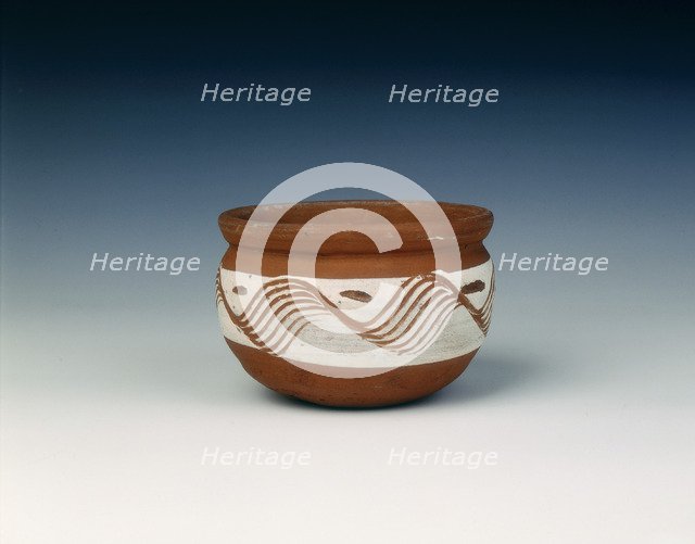 Pottery jar with combed white slip band, Late Neolithic, China, c1700-1500 BC. Artist: Unknown