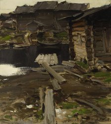 Barns by a River, 1885-1930. Creator: Abram Arkhipov.