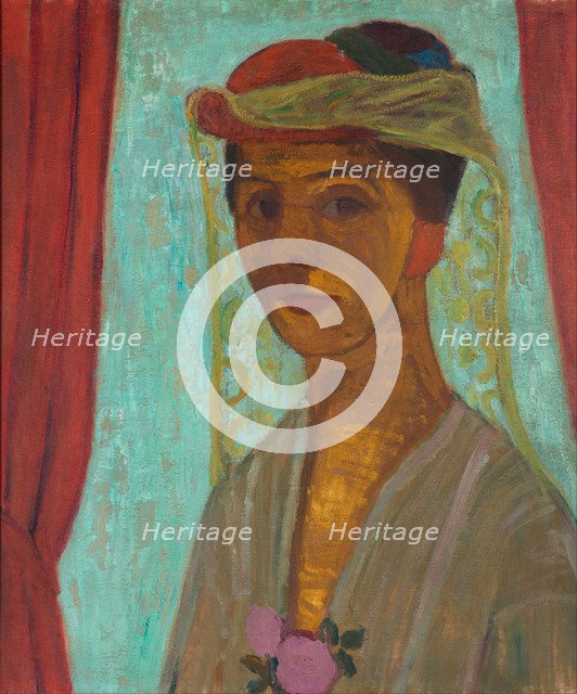 Self-portrait with hat and veil, 1906-1907. Artist: Modersohn-Becker, Paula (1876-1907)
