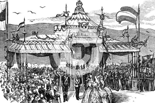 Unveiling the German National Monument at Rüdesheim: presenting address to the Emperor, 1883. Creator: Unknown.
