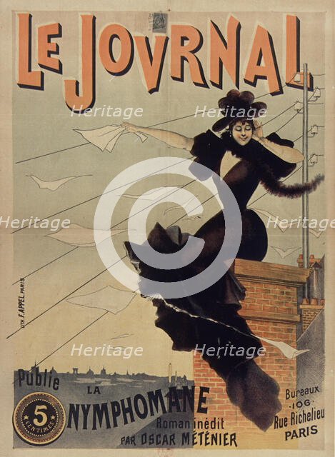 Le Journal publie "La Nymphomane" roman inédit par Oscar Méténier, 1893. Creator: Anonymous.