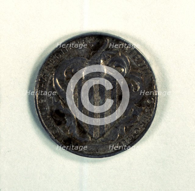 Reverse of a one-peseta coin in silver used as a medal of the Catalanist Union, work of the engra…