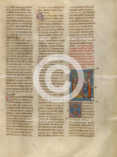 Palamedes before King Mark and Iseult, about 1320-1340. Creator: Unknown.