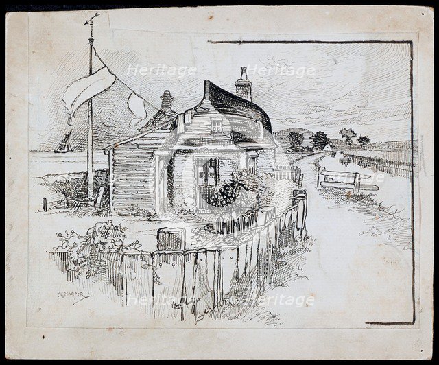 Peggotty's Boat House, Kent, 1892-1933. Artist: Charles George Harper.