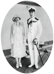The Duke and Duchess of York on board HMS 'Renown', Malta, 1927, (1937). Artist: Unknown